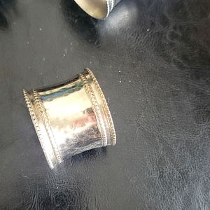 Set of 10 Hammered Silver Napkin Rings